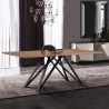 Modena Contemporary Dining Table in Matte Black Finish and Walnut Wood Top - Lifestyle