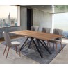 Modena Contemporary Dining Table in Matte Black Finish and Walnut Wood Top - Lifestyle Dining Set