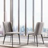 Maine Contemporary Dining Chair in Matte Black Finish and Gray Fabric - Set of 2 