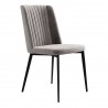 Maine Contemporary Dining Chair in Matte Black Finish and Gray Fabric - Angled