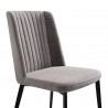 Maine Contemporary Dining Chair in Matte Black Finish and Gray Fabric - Angled Close-Up