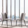 Maine Contemporary Dining Chair in Matte Black Finish and Gray Fabric - Lifestyle