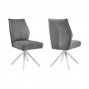 Armen Living Monarch Swivel Dining Room Accent Chair In Gray Fabric And Brushed Stainless Steel Finish 01