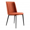Maine Contemporary Dining Chair in Matte Black Finish and Orange Fabric - Angled