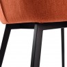 Maine Contemporary Dining Chair in Matte Black Finish and Orange Fabric - Seat Back Leg Close-up