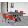Maine Contemporary Dining Chair in Matte Black Finish and Orange Fabric - Lifestyle 
