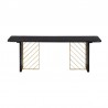 Armen Living Monaco Black Wood Coffee Table with Antique Brass Accent Front