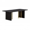 Armen Living Monaco Black Wood Coffee Table with Antique Brass Accent