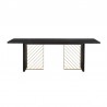 Armen Living Monaco Black Wood Dining Table With Antique Brass Accent In Black Red/Shiny Wooden/Antique Brass Metal 03