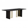 Armen Living Monaco Black Wood Dining Table With Antique Brass Accent In Black Red/Shiny Wooden/Antique Brass Metal 01