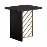 Armen Living Monaco Black Wood Side Table with Antique Brass Accent Side Angle