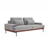 Armen Living Monroe Mid-Century Convertible Futon in Gray Tufted Fabric and Walnut Wood Side