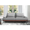 Armen Living Monroe Mid-Century Convertible Futon in Gray Tufted Fabric and Walnut Wood