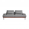 Armen Living Monroe Mid-Century Convertible Futon in Gray Tufted Fabric and Walnut Wood Front