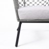 Armen Living Marco Indoor Outdoor Steel Lounge Chair with Gray Rope and Grey- Cushion