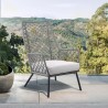 Armen Living Marco Indoor Outdoor Steel Lounge Chair with Gray Rope and Grey Cushion