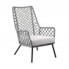 Armen Living Marco Indoor Outdoor Steel Lounge Chair with Gray Rope and Grey Cushion- Side View