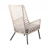 Armen Living Marco Indoor Outdoor Steel Lounge Chair with Natural Rope and Grey Cushion- Back View