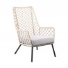 Armen Living Marco Indoor Outdoor Steel Lounge Chair with Natural Rope and Grey Cushion- Side View