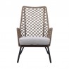 Armen Living Marco Indoor Outdoor Steel Lounge Chair with Truffle Rope and Grey Cushion- Front