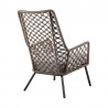 Armen Living Marco Indoor Outdoor Steel Lounge Chair with Truffle Rope and Grey Cushion- Back