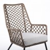 Armen Living Marco Indoor Outdoor Steel Lounge Chair with Truffle Rope and Grey Cushion- Half View