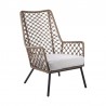 Armen Living Marco Indoor Outdoor Steel Lounge Chair with Truffle Rope and Grey Cushion- Side View