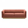 Armen Living Miranda Blush Velvet and Gold Sofa Front