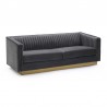 Armen Living Miranda Dark Gray Velvet and Gold Sofa Side