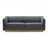 Armen Living Miranda Dark Gray Velvet and Gold Sofa Front
