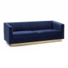 Armen Living Miranda Navy Blue Velvet and Gold Sofa Side