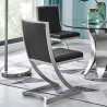 Marc Vinage Black Faux Leather and Brushed Stainless Steel Dining Room Chairs - Set of 2