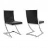 Marc Vinage Black Faux Leather and Brushed Stainless Steel Dining Room Chairs - Set of 2 05
