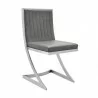 Marc Vintage Gray Faux Leather and Brushed Stainless Steel Dining Room Chairs - Set of 2 02 - Marc Vintage Gray Faux Leather and Brushed Stainless Steel Dining Room Chairs - Set of 2 02
