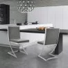 Marc Vintage Gray Faux Leather and Brushed Stainless Steel Dining Room Chairs - Set of 2 - Marc Vintage Gray Faux Leather and Brushed Stainless Steel Dining Room Chairs - Set of 2