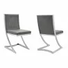Marc Vintage Gray Faux Leather and Brushed Stainless Steel Dining Room Chairs - Set of 2 01 - Marc Vintage Gray Faux Leather and Brushed Stainless Steel Dining Room Chairs - Set of 2 01