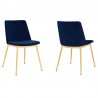 Messina Modern Blue Velvet and Gold Metal Leg Dining Room Chairs - Set of 2 01