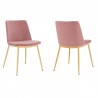 Messina Modern Pink Velvet and Gold Metal Leg Dining Room Chairs - Set of 2