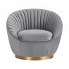 Mitzy Gray Velvet Swivel Accent Chair with Gold Base 
