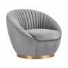 Mitzy Gray Velvet Swivel Accent Chair with Gold Base 1