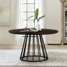 Motion Oak and Metal Round Dining Table - Lifestyle