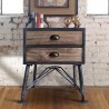 Mathis Industrial 2-Drawer End Table in Industrial Grey and Pine Wood - Lifestyle