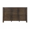 Armen Living Marquis Platform Bed Frame in Oak Wood with Faux Leather Headboard and Black Metal Legs Back