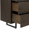 Armen Living Marquis 6 Drawer Oak Wood Dresser with Black Metal Legs Open View