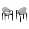 Meadow Contemporary Dining Chair in Black Brush Wood Finish and Grey Fabric - Set of 2