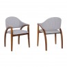 Meadow Contemporary Dining Chair in Walnut Wood Finish and Grey Fabric - Set of 2