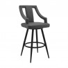 Armen Living Maxen Gray Faux Leather And Brushed Stainless Steel Swivel Counter Stool  03