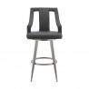 Armen Living Maxen Gray Faux Leather And Brushed Stainless Steel Swivel Counter Stool  04