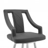 Armen Living Maxen Gray Faux Leather And Brushed Stainless Steel Swivel Counter Stool  01