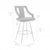 Armen Living Maxen Gray Faux Leather And Brushed Stainless Steel Swivel Counter Stool  07